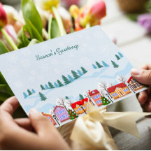 Charming Winter Village Helgdag Card - Personlig
