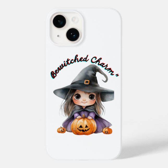 Charming Witch Girl Halloween Decor med Pumpkins (Baksida)