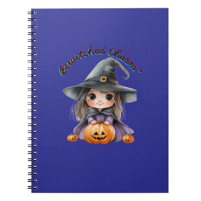 Charming Witch Girl Halloween Decor med Pumpkins Anteckningsbok (Framsidan)