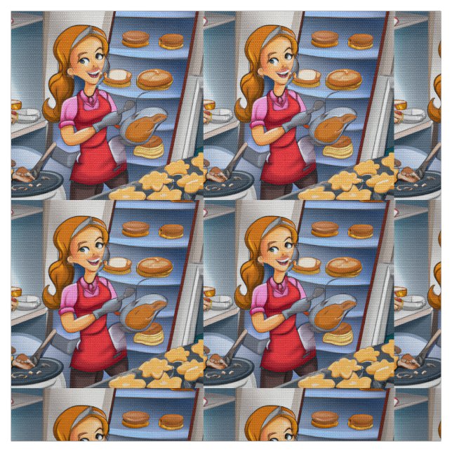 Charming Woman Baking Fabric - Anpassningsbar Tyg (Provkarta)