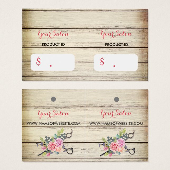 Charming Wood Sissors and Ro hängMärkre Visitkort (Framsida & baksida)