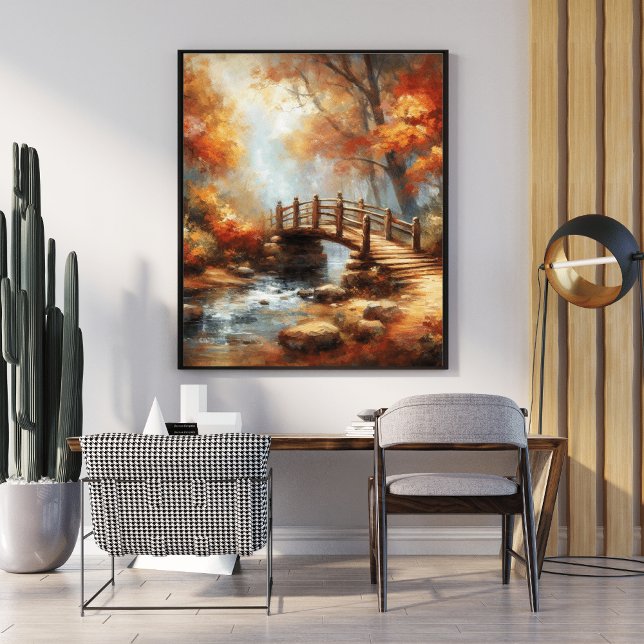 Charming Wooden Bridge Unique Forest River Scene Poster (Skapare uppladdad)