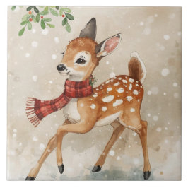 Charming Woodland Fawn Ceramic Tile Kakelplatta