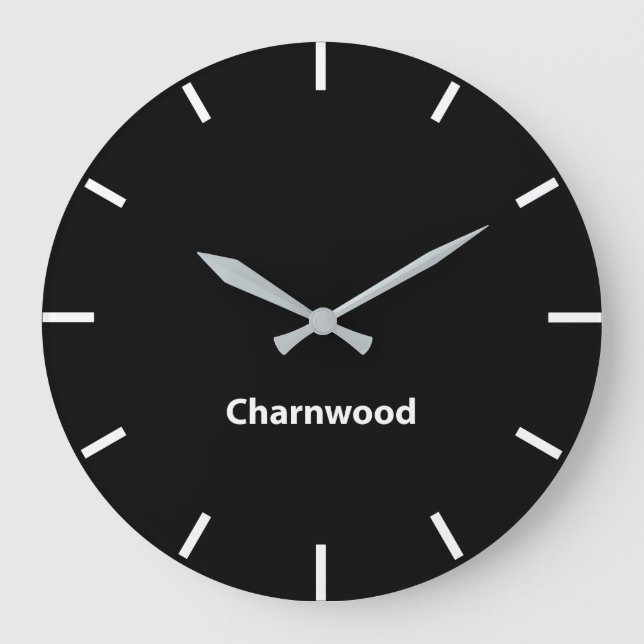 Charnwood Black Ansikte Time Zon Newsroom Wall Stor Klocka (Framsida)