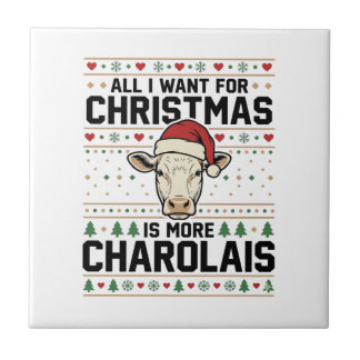 Charolais julko Charolais ful jultröja Vektordesig Kakelplatta