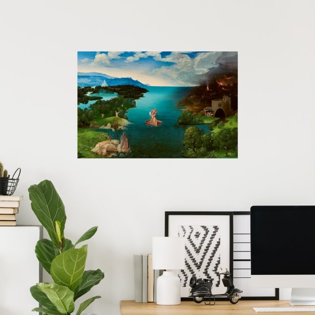 Charon som passerar floden Styx av Joachim Patinir Poster (Hemmakontoret)