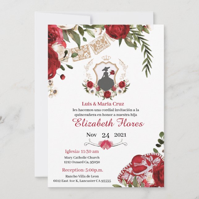 Charra Burgundy Red, Charro Western inbjudan (Framsida)