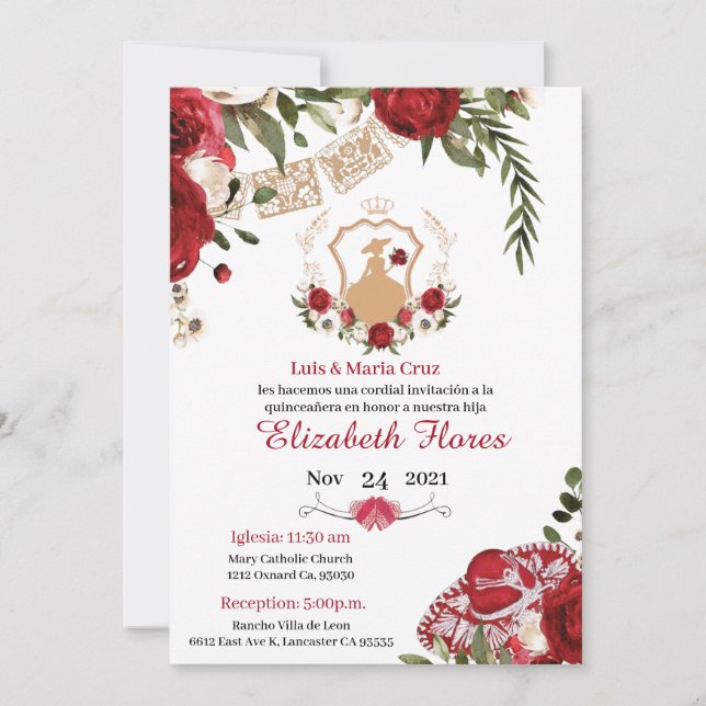 Charra Burgundy Red guld, Western inbjudan (Framsida)