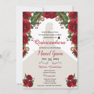 Charra Quinceanera-inbjudan, Röd ros Western