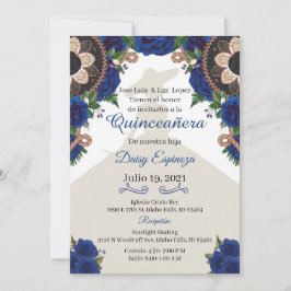 Charra Quinceanera-inbjudan, Royal blue Mariachi Inbjudningar