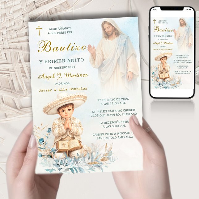 Charro Bautizo Y Primer Añito Niño Inbjudningar (Skapare uppladdad)