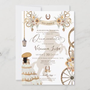 Charro Blommigt Boho Rustic Land Quinceanera v2 Inbjudningar