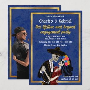 Charro Catrina Sugar Döskallars Dance Blue Förlovn Inbjudningar