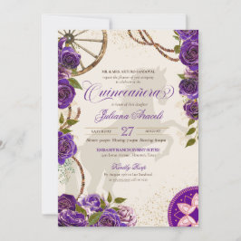 Charro Lila Ro Westernare Ranch Quinceanera Inbjudningar