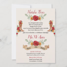 Charro Quinceanera-inbjudan, Röd ros