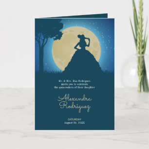 Charro Silhouette med Måne Quinceanera Inbjudan
