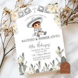 Charro Silver White Mexican Bautizo Y Primer Anito Inbjudningar