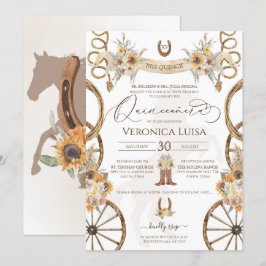 Charro Solros Land Rustic Blommigt Quinceanera Inbjudningar