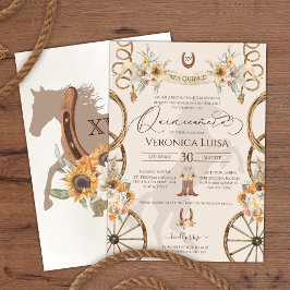 Charro Solros Land Rustic Blommigt Quinceanera Inbjudningar