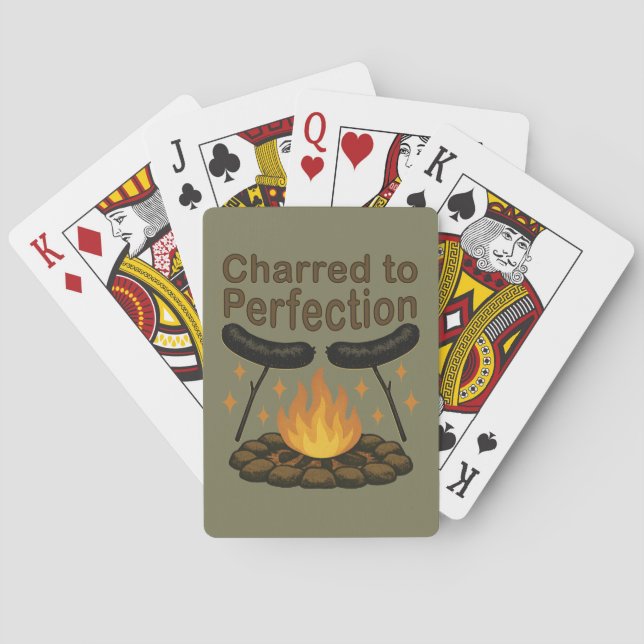 Charterad till Perfection Funny Campfire Hett Hund Casinokort (Baksidan)