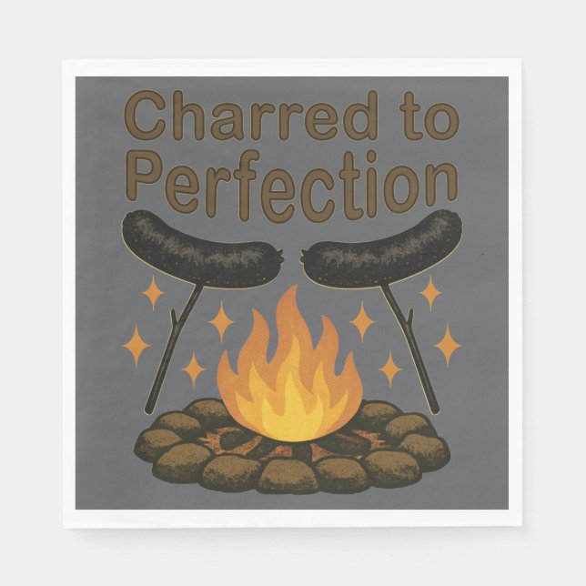 Charterad till Perfection Funny Campfire Hett Hund Pappersservett (Framsidan)