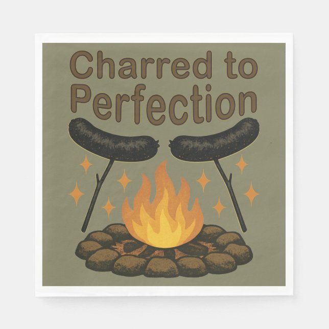 Charterad till Perfection Funny Campfire Hett Hund Pappersservett (Framsidan)