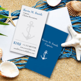 Charterbåtkapten Blue och White Anchor Visitkort