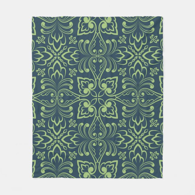 Chartering av blommigt Damask sömlös mönster Fleecefilt (Framsidan)