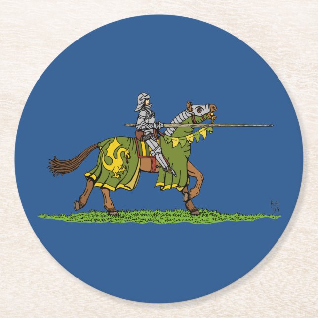 Charting Medieval Knight Underlägg Papper Rund (Framsidan)