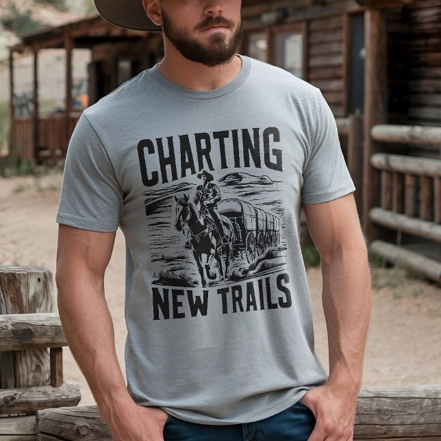 Charting New Trails: CowboyWagon Tåg T Shirt (Skapare uppladdad)