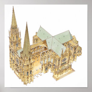 Chartres domkyrka. Frankriken Poster