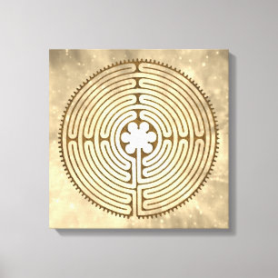 Chartres Labyrinth - Andlig Symbol Antique 1 Canvastryck