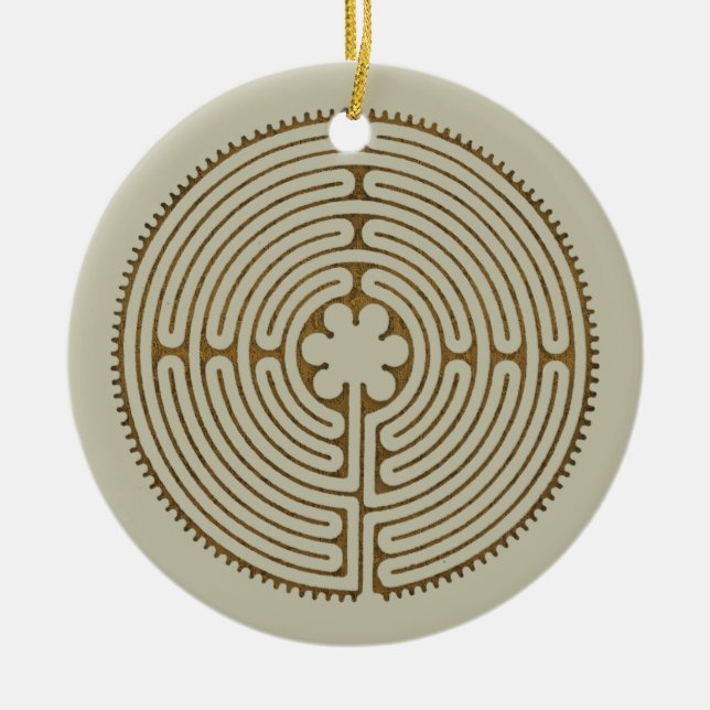 Chartres Labyrinth - Andlig Symbol Antique 1 Julgransprydnad Keramik (Framsidan)