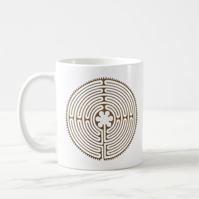 Chartres Labyrinth - Andlig Symbol Antique 1 Kaffemugg (Vänster)