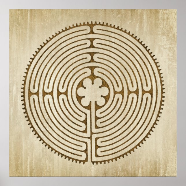 Chartres Labyrinth - Andlig Symbol Antique 1 Poster (Framsidan)