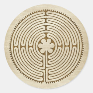 Chartres Labyrinth - Andlig Symbol Antique 1 Runt Klistermärke