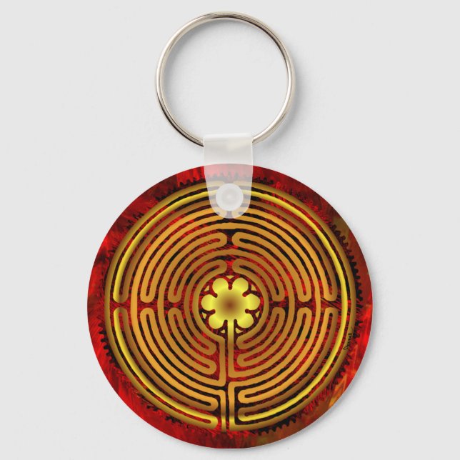 Chartres Labyrinth Fire Keychain Nyckelring (Framsida)