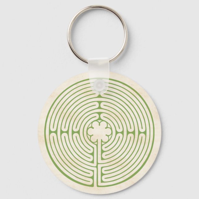 Chartres Labyrinth Grönt Nyckelring (Framsida)