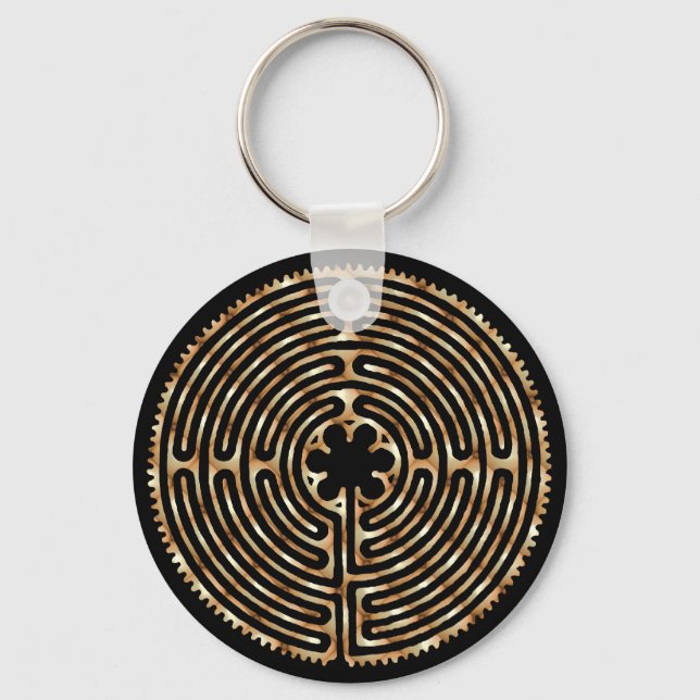 Chartres Labyrinth Pearl Mörk Väg Keychain Nyckelring (Framsida)
