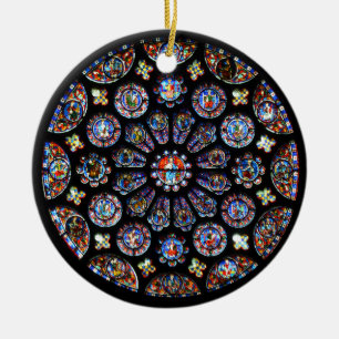 Chartres rosa fönster julgransprydnad keramik