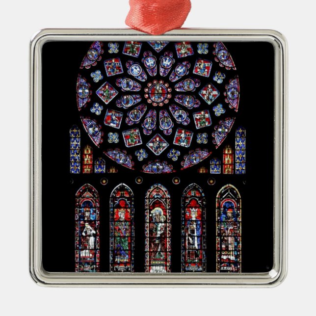 CHARTRES VI MÅLAT GLASS JULGRANSPRYDNAD METALL (Framsidan)