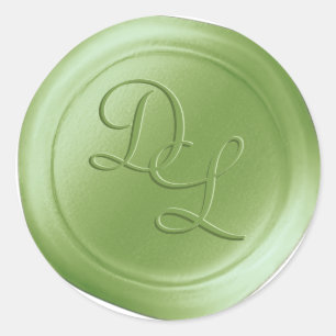 Chartreuse 2 Brev Monogram Vax sälstift Runt Klistermärke