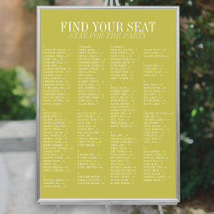 Chartreuse Alfabetisk Bröllopsställningsplan Poster