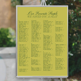 Chartreuse Alfabetisk Bröllopsställningsplan Poster