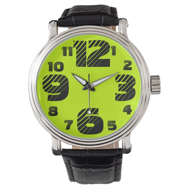 Chartreuse/Black Manar Big Number Watch Armbandsur (Framsida)