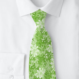 Chartreuse Blommig Batik Slips