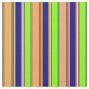 Chartreuse, Blue, Brown, Goldenrod och Red Linjer Tyg