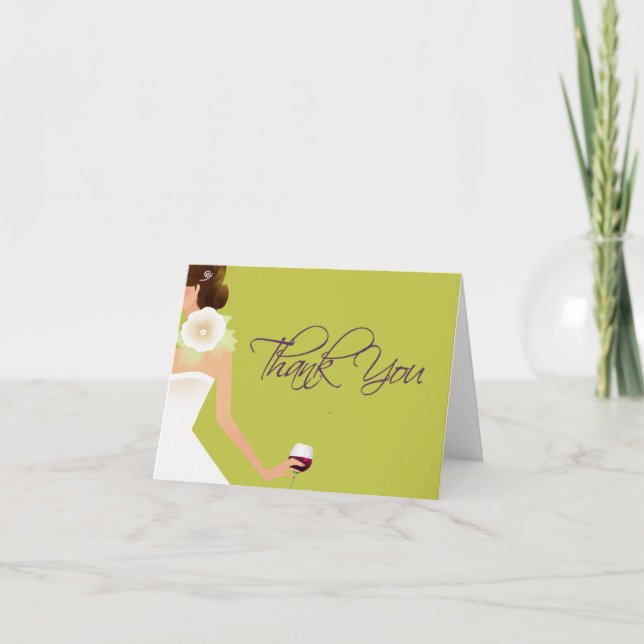 Chartreuse bröllopsduschvin Tack Kort (Framsida)