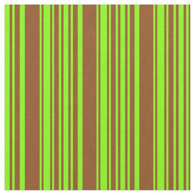 Chartreuse & Brown Färgad Lintrad/Stripe Mönster Tyg (Närbild)