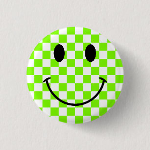 Chartreuse Checkerboard och Black Ansikte Knapp